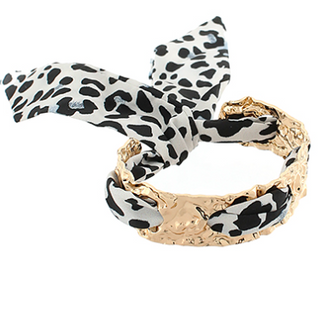 White Leopard Scarf Cuff Bracelet