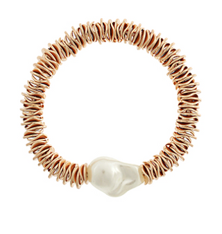 Gold Disc & Pearl Bracelet