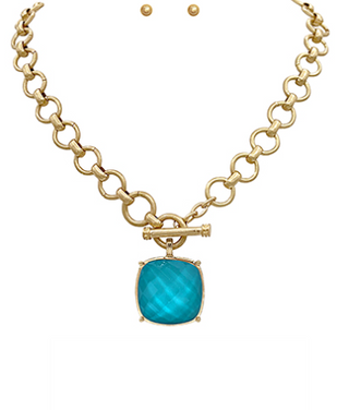 Teal Stone Toggle Necklace