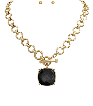 Black Stone Toggle Necklace