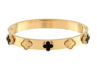 Midnight Clover Gold Bangle