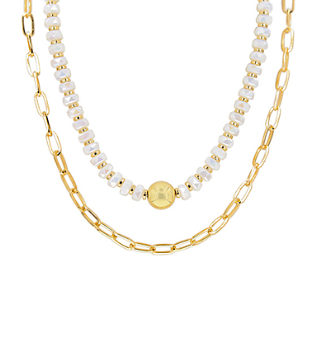 Ivory Bead and Chain Necklace