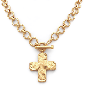 Hammered Cross Toggle Necklace - Instyle Boutique