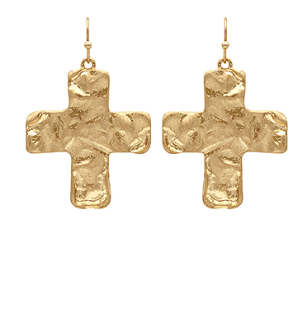 Hammered Cross Earrings - Instyle Boutique