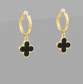 Midnight Clover Hoop Earrings - Instyle Boutique