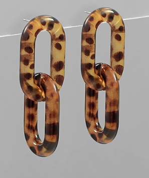 Tortoise Linked Oval Earrings
