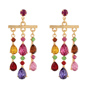 Jeweled Fringe Chandelier Earrings