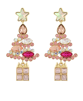 Jeweled Christmas Tree Earrings