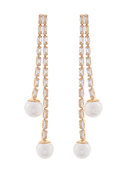 Baguette Strand Pearl Earrings