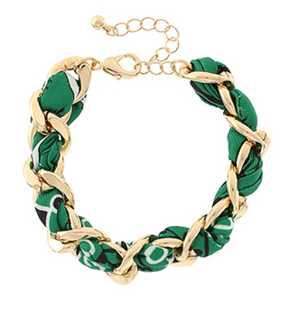 Parisian Scarf Bracelet- Green