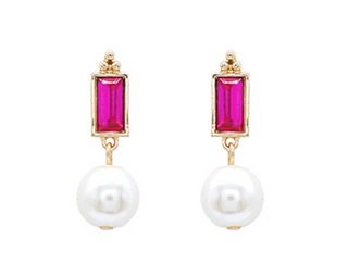 Fushia Pink Pearl Earring