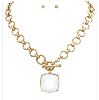 White Stone Toggle Necklace
