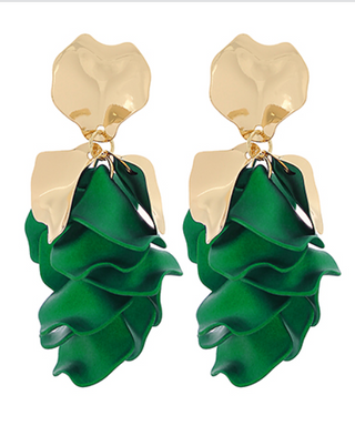 Green Petal Earrings