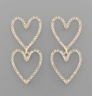 Clear/Gold Heart Earrings
