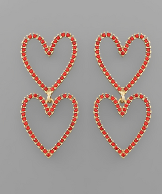 Red/Gold Heart Earrings