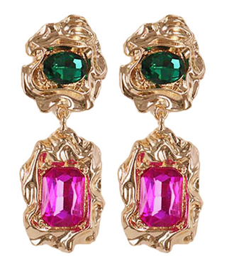 Fushia and Green Stone Earrings