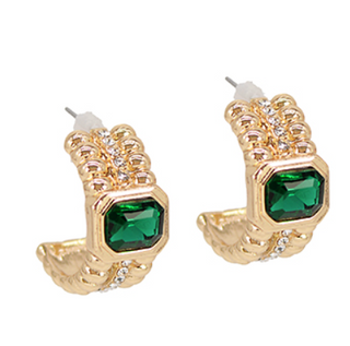 Gold/Emerald Hoops
