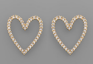 Rhinestone Single Heart Earrings