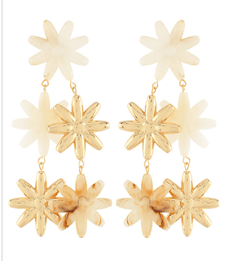 Ivory/Gold Blossom Drop Earrings