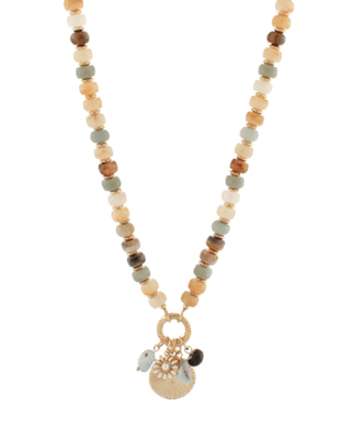 Neutral Gold Beaded Charm Necklace - Instyle Boutique