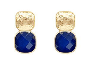 Navy Square Stone Earrings - Instyle Boutique