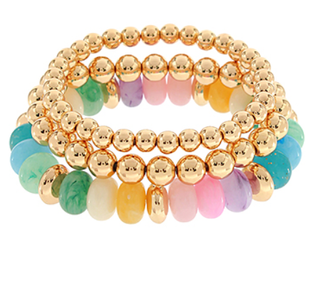 Golden Glow Candy Bead Bracelet Stack - Instyle Boutique