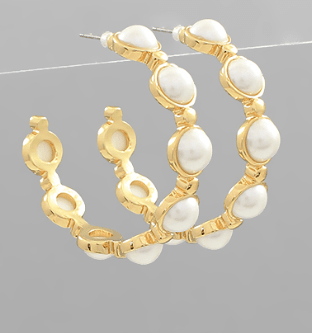 Pearl Drop Hoop Earrings - Instyle Boutique