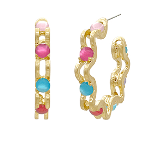 Colorful Wavy Chain Hoop Earrings - Instyle Boutique