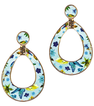 Blue Floral Teardrop Earrings - Instyle Boutique