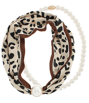 Animal Print Pearl Scarf Necklace - Instyle Boutique