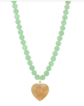 Marble Puffy Heart Necklace - Green/Natural - Instyle Boutique