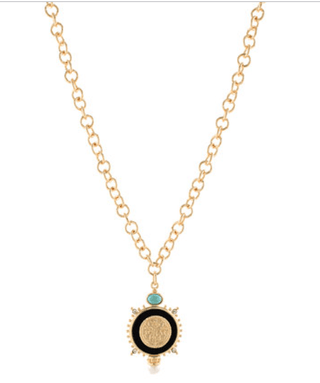 Coin Pendant Chain Necklace - Black/Gold - Instyle Boutique