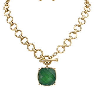 Stone Toggle - Dark Green/Gold - Instyle Boutique