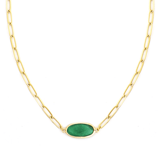 Oval Stone Necklace - Gold/Jade - Instyle Boutique