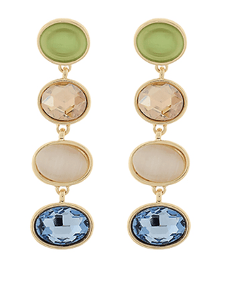 Oval Cut Linear Drop Earrings - Mint/Aqua/Gold - Instyle Boutique