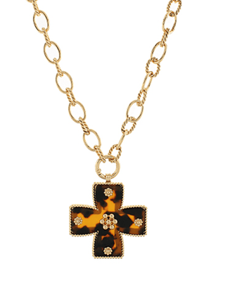 Tortoise Bold Cross Necklace - Instyle Boutique