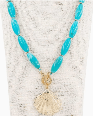 Turquoise Metallic Shell Necklace - Instyle Boutique