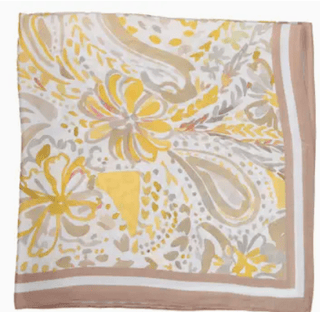 Polyester Square Scarf - Beige & Yellow - Instyle Boutique