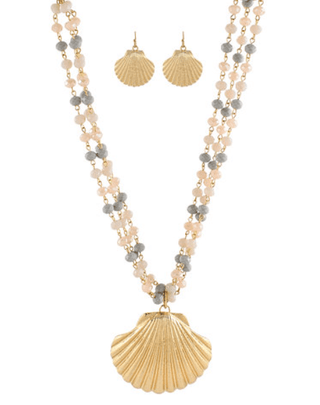 Layered Bead Shell Necklace Set - Multi - Instyle Boutique