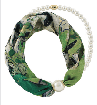Floral Print Scarf Necklace - Green - Instyle Boutique