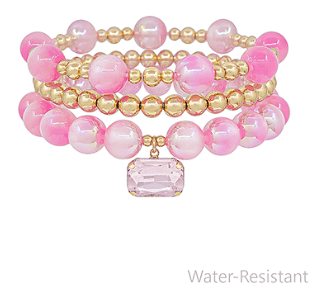 Pink Beaded Stretch Bracelet Set - Instyle Boutique