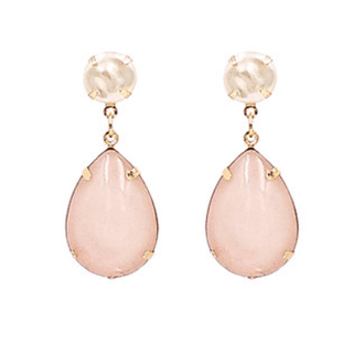 Puffy Teardrop & Pearl Earrings - Baby Pink - Instyle Boutique