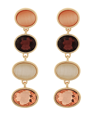 Oval Cut Linear Drop Earrings - Rose Pink/Gold - Instyle Boutique
