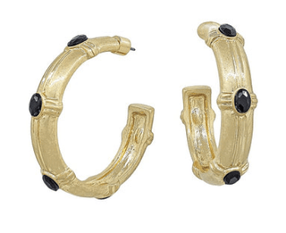 Black Stone Hoops - Instyle Boutique