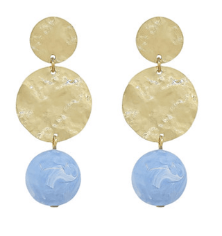 Hammered Round & Ball Earrings - Light Blue - Instyle Boutique