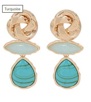 Love Knot & Teardrop Resin Earrings - Turquoise - Instyle Boutique