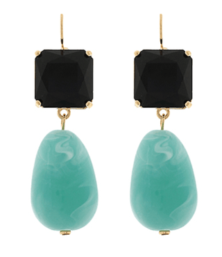 Square Drop Earrings - Turquoise/Black - Instyle Boutique