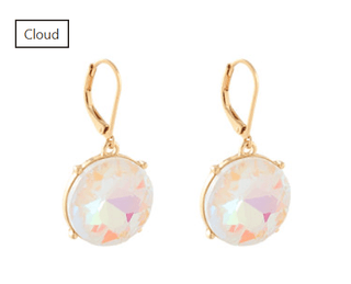 Round Glass Stone Earrings - Cloud - Instyle Boutique
