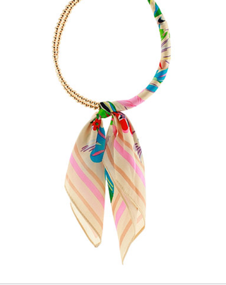 Scarf Wrapped Collar Necklace - Ivory Multi/Gold - Instyle Boutique