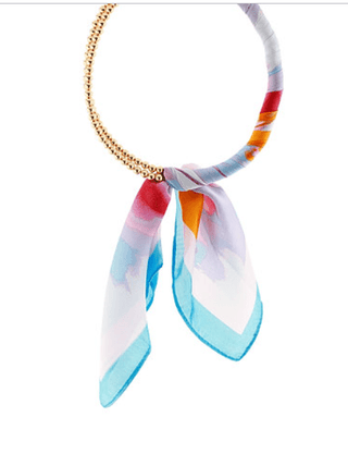 Scarf Wrapped Collar Necklace - TQ Multi/Gold - Instyle Boutique
